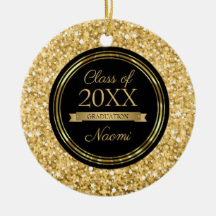 Golden Sparkling Glitter Ceramic Ornament