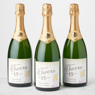 Golden Sparkling Wine 15th anniversary custom  Sparkling Wine Label
