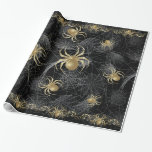 Golden Spider Gift Wrapping Paper<br><div class="desc">Not for the squeamish maybe - but Very Elegant, extremely unique, this Glistening gold spiders on webs in front of a black back ground gift wrapping paper is not for everyone but definitely very unique and oddly enough this is so elegant as the webs sparkle - very elegant collection for...</div>