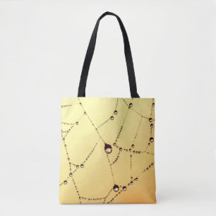 Golden spider web tote bag