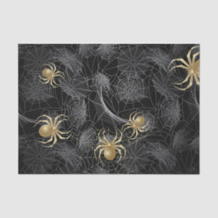 Golden Spiders on Black Tissue Paper