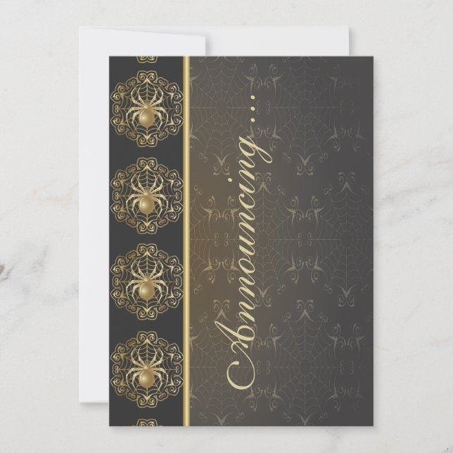 Golden Spiders Wedding Annoucement Invitation (Front)
