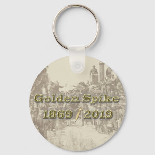 Golden Spike Transcontinental Railroad Sesquincent Keychain