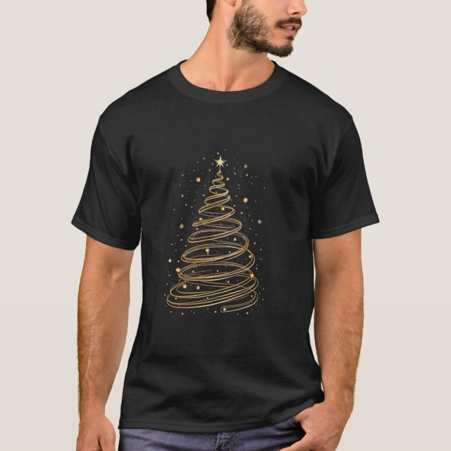 Golden Spiral Christmas Tree T-Shirt (Front)