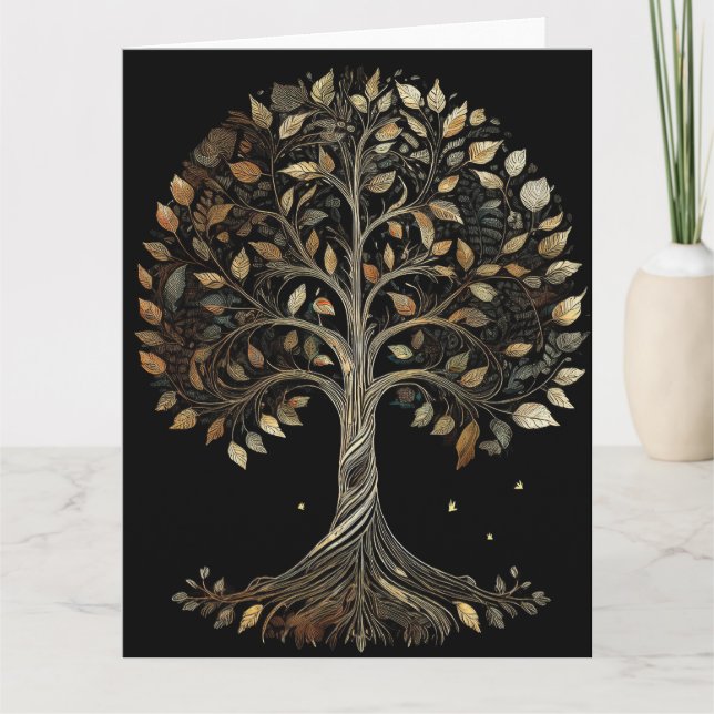 Golden Spiral Fibonacci Tree Card (Front)