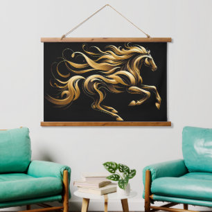 Golden Spirit – Abstract Horse in Motion Hanging Tapestry