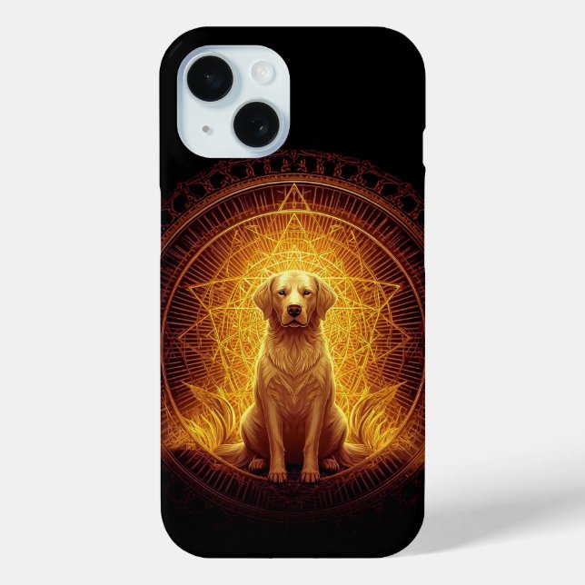 Golden Spirit Dog within Sacred Geometry Case-Mate iPhone Case (Back)