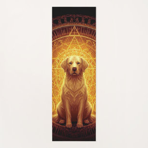 Golden Spirit Dog within Sacred Geometry Yoga Mat