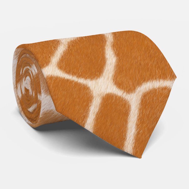 Golden Spotted Giraffe Fur Realistic Animal Print Tie (Rolled)