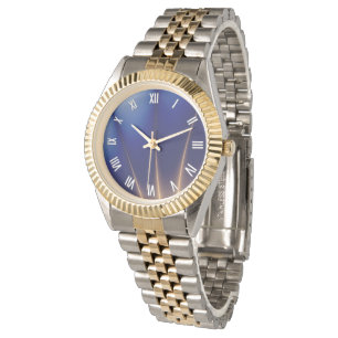 Golden Spray on Navy w Numerals Watch