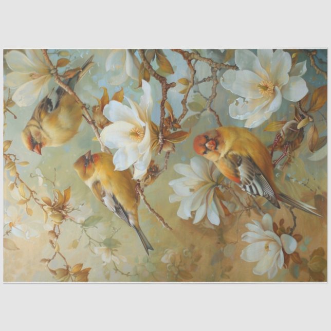 Golden spring birds 2 tissue paper (Front)