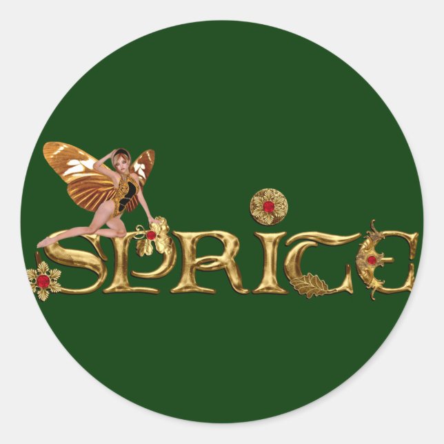 Golden Sprite Fairy Classic Round Sticker (Front)