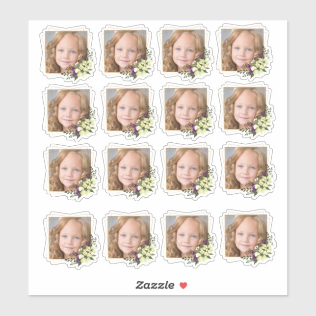 Golden Square frame with flowers custom Photo (Sheet)