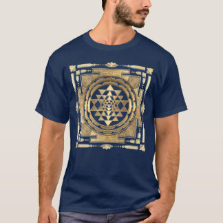 GOLDEN SRI YANTRA deep charcoal background T-Shirt