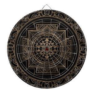 Golden Sri Yantra / Sri Chakra in lotus Dartboard