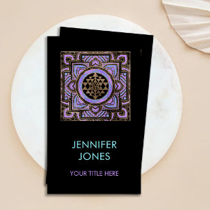 Golden Sri Yantra  / Sri Chakra in pastel lotus Business Card