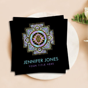 Golden Sri Yantra  / Sri Chakra in pastel lotus Square Business Card