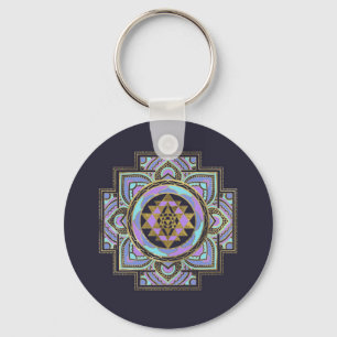 Golden Sri Yantra v Sri Chakra Keychain