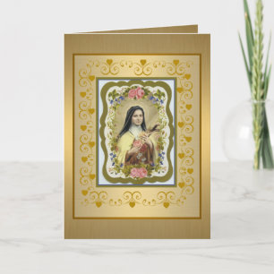 Golden St. Therese the Little Flower Greeting Card