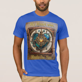 Golden Stained Glass Heart Steampunk Series T-Shirt