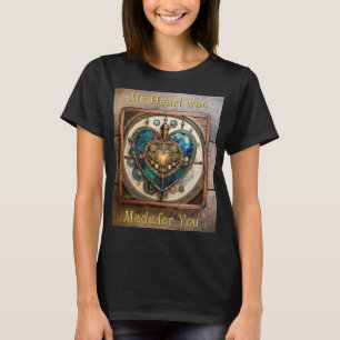 Golden Stained Glass Heart Steampunk Series T-Shirt
