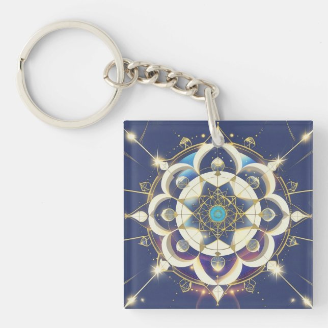 Golden Star Alignment – A Sacred Geometry Universe Keychain (Front)