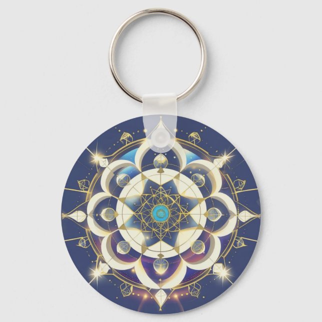 Golden Star Alignment – A Sacred Geometry Universe Keychain (Front)