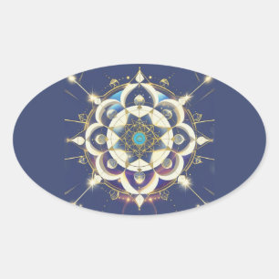 Golden Star Alignment – A Sacred Geometry Universe Oval Sticker