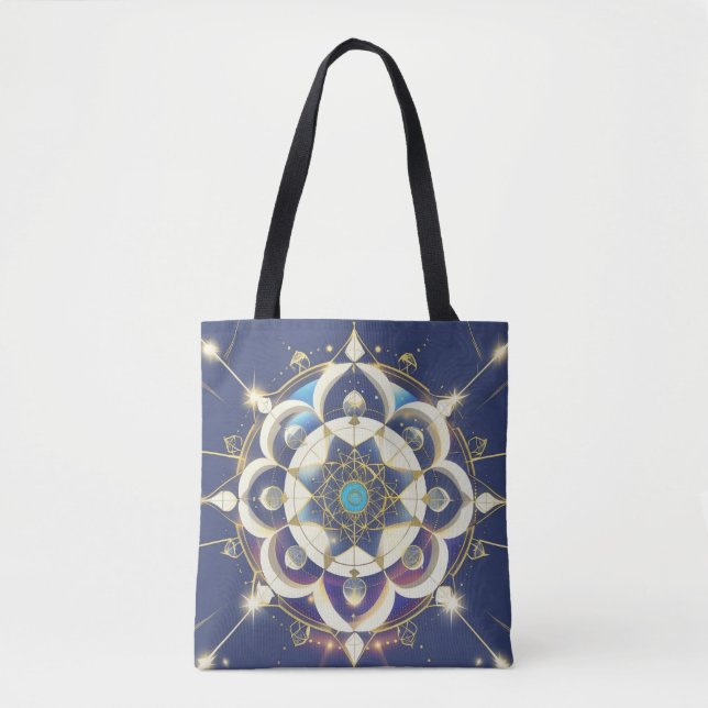 Golden Star Alignment – A Sacred Geometry Universe Tote Bag (Front)