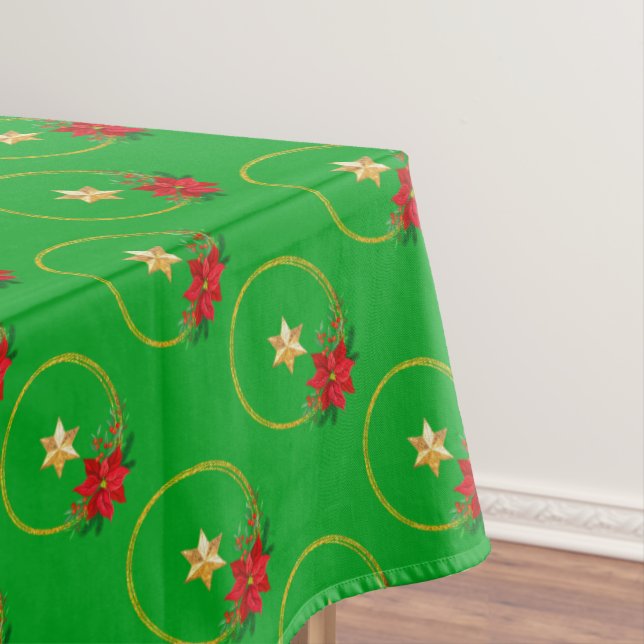 Golden Star and Christmas Wreath Vector on Green Tablecloth (In Situ)