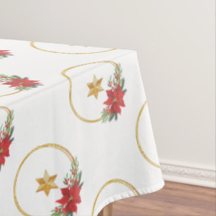 Golden Star and Christmas Wreath Vector Tablecloth