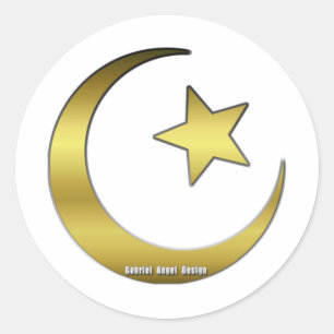 Golden Star and Crescent Classic Round Sticker