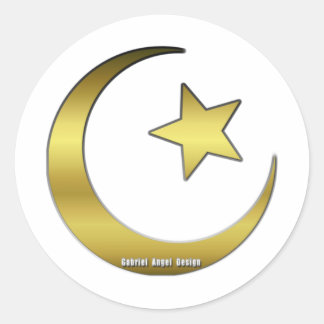 Golden Star and Crescent Classic Round Sticker