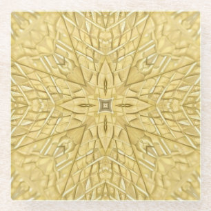 Golden star geometric design bright beautiful  glass coaster