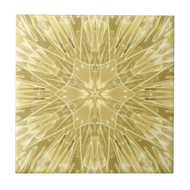 Golden star mosaic geometric design tile (Front)