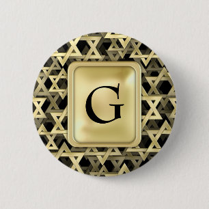 Golden Star Of David 2 Inch Round Button