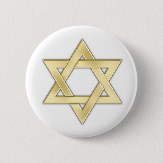 Golden Star Of David 2 Inch Round Button (Front)