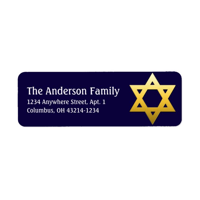 Golden Star of David Hanukkah Address Labels d2 (Front)
