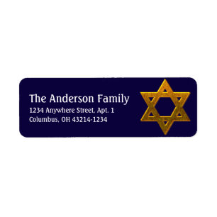Golden Star of David Hanukkah Address Labels d3