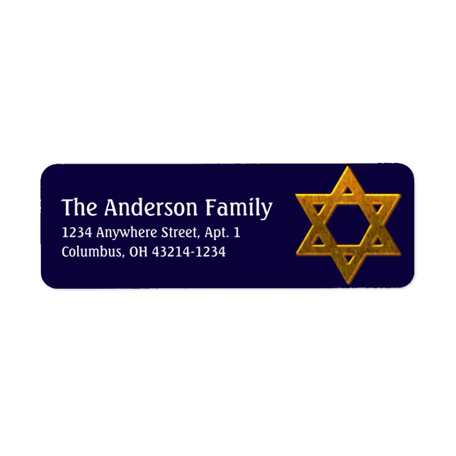 Golden Star of David Hanukkah Address Labels d3 (Front)