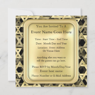 Golden Star Of David Invitation