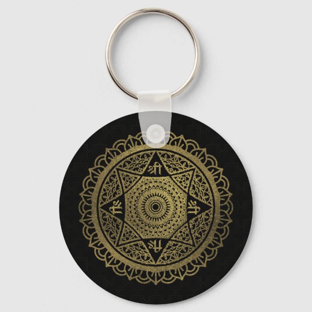 Golden  Star of Lakshmi - Ashthalakshmi  Sri Keychain (Front)