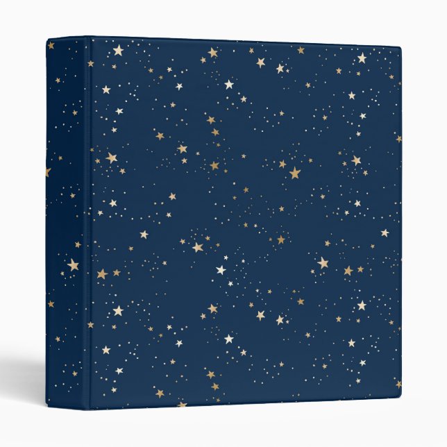 Golden Star on Blue Night Pattern Binder (Front/Spine)