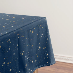 Golden Star on Blue Night Pattern Tablecloth