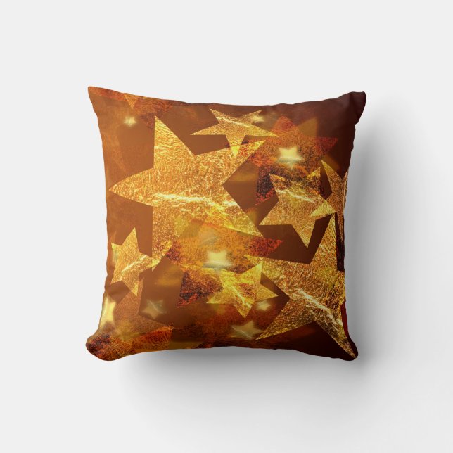 Golden Star Throw Pillow (Front)
