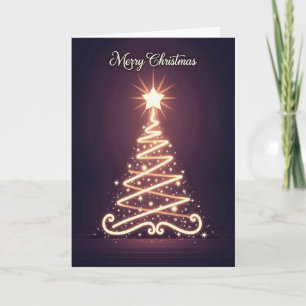 Golden Star Tree Light Card