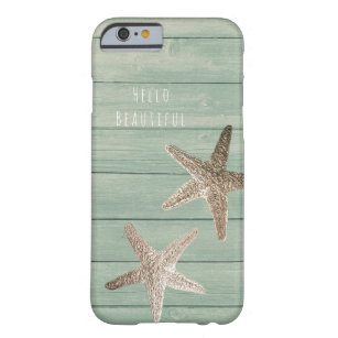 Golden Starfish & Wood Elegant Beach Custom Chic Barely There iPhone 6 Case