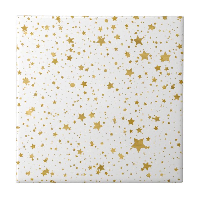 Golden Stars2 -Pure White- Tile (Front)