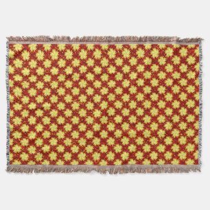 Golden Stars and Red Glitters Throw Blanket