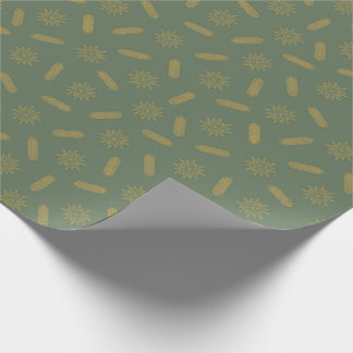 Golden Stars and Tree Brunches Wrapping Paper